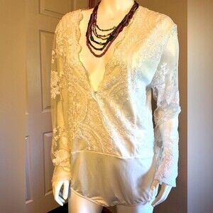 Southern Fried Chic sequined, white bodysuit extra-large
